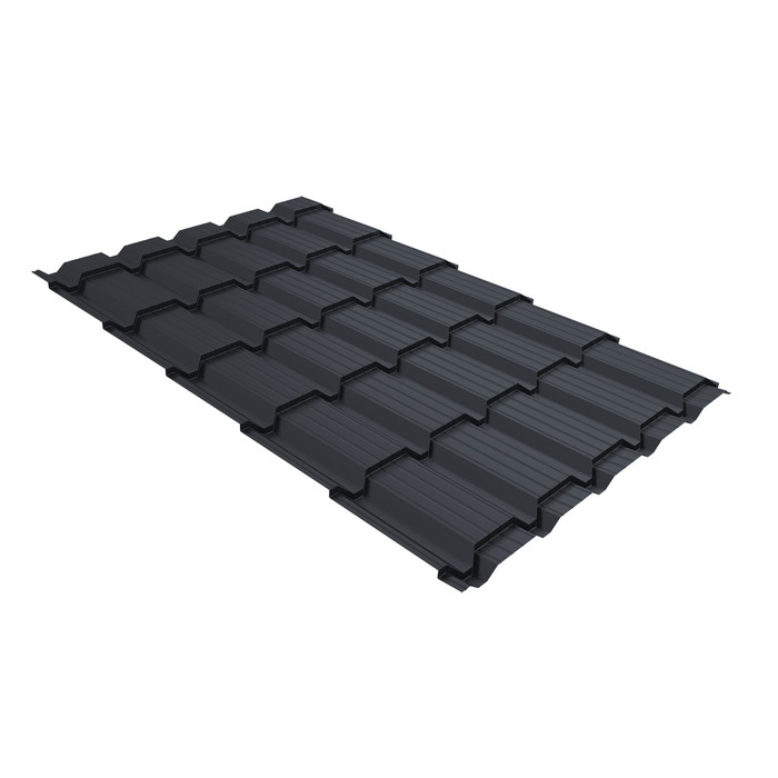 Металлочерепица Grand Line Верховье Quadro profi (Квадро Профи) 0,5 Satin Matt RAL 7024 мокрый асфальт