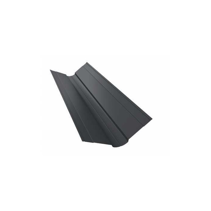 Планка ендовы верхней фигурной 150x150 0,5 GreenCoat Pural BT, matt RR 23 темно-серый (RAL 7024 мокрый асфальт) - фото №1